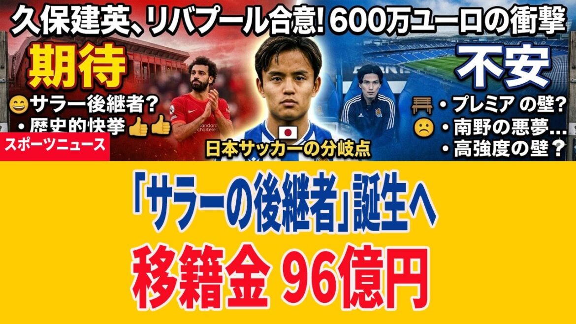 [Choquant]Takefusa Kubo sera transféré à Liverpool ! Les fans étrangers sont choqués par ce contrat à grande échelle avec une indemnité de transfert de 9,6 milliards de yens (60 millions d'euros) "Le seul qui peut remplacer Salah est Kubo" Le récit complet du moment historique qui a secoué le Japon