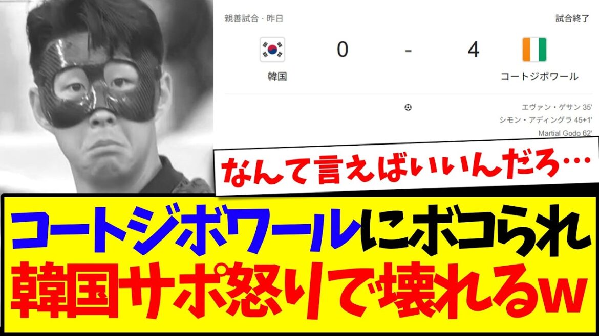 [Réaction coréenne]Voici la réaction des supporters de football coréens qui commencent à s'effondrer de colère après avoir été complètement battus par la Côte d'Ivoire wwwwww