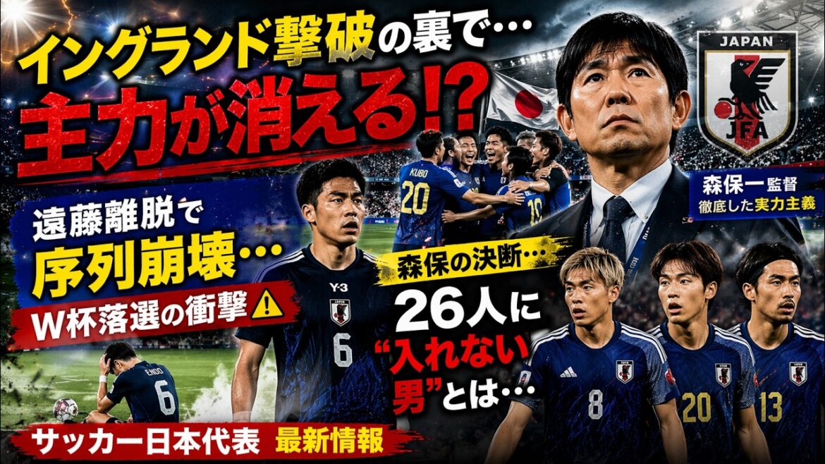[Équipe nationale de football du Japon]Une nouvelle ère pour l'équipe nationale du Japon mise en évidence par la victoire sur l'Angleterre ! Y a-t-il une possibilité que les principaux acteurs soient éliminés de la Coupe du monde en même temps ? La méritocratie approfondie du réalisateur Hajime Moriyasu et le sort des 26 derniers joueurs, comme en témoignent le changement de Hidemasa Morita dans le classement et les effets de l'opération de Wataru Endo.