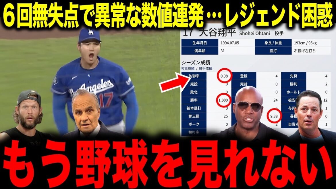 [Shohei Ohtani]La performance du lanceur n'est pas bonne après 6 manches de lancers spectaculaires sans points autorisés... La légende est confuse par à quel point c'est incroyable.