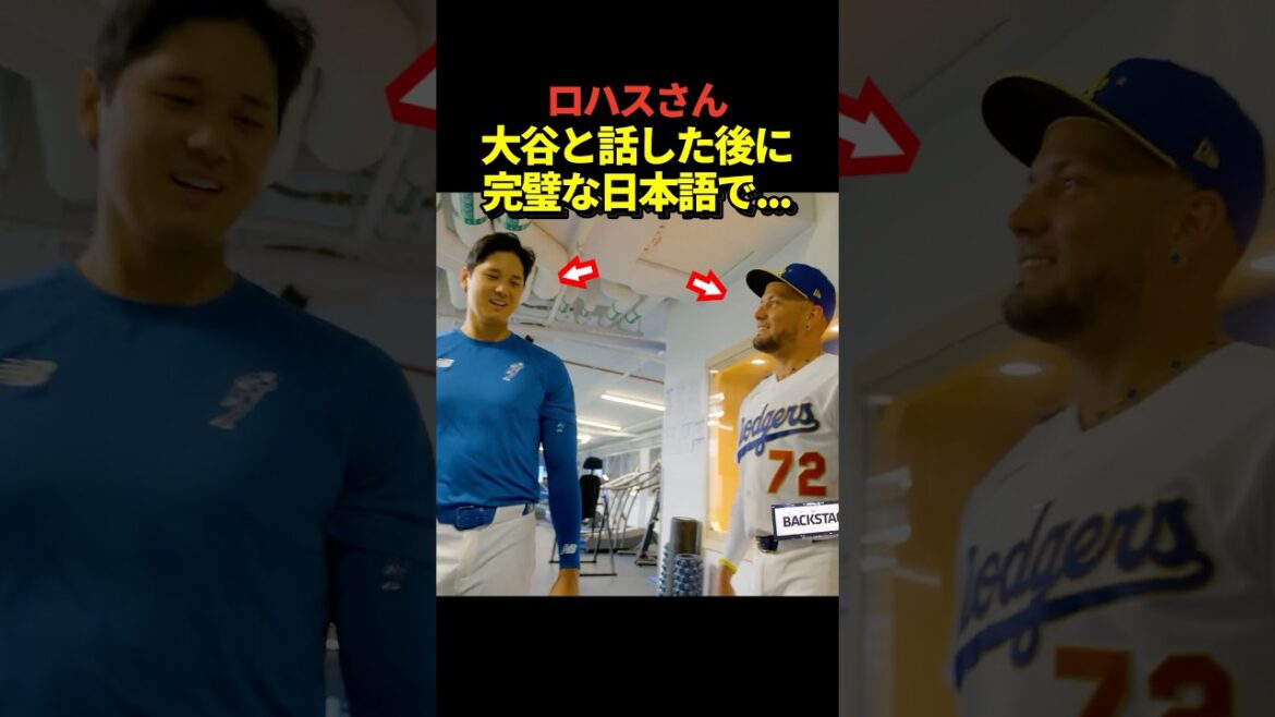 Le lanceur Shohei Ohtani et Miguel Rojas ont une conversation ! LOHAS signifie Arigato Gozaimas en japonais.
