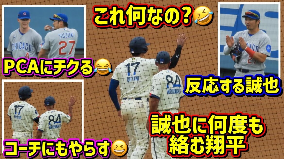 Mdr!! ️Shohei et Seiya sont drôles 🤣 Que se passe-t-il avec les camarades de classe dans les bases ? ️😆[Images locales]4/25 contre les Cubs ShoheiOhtani
