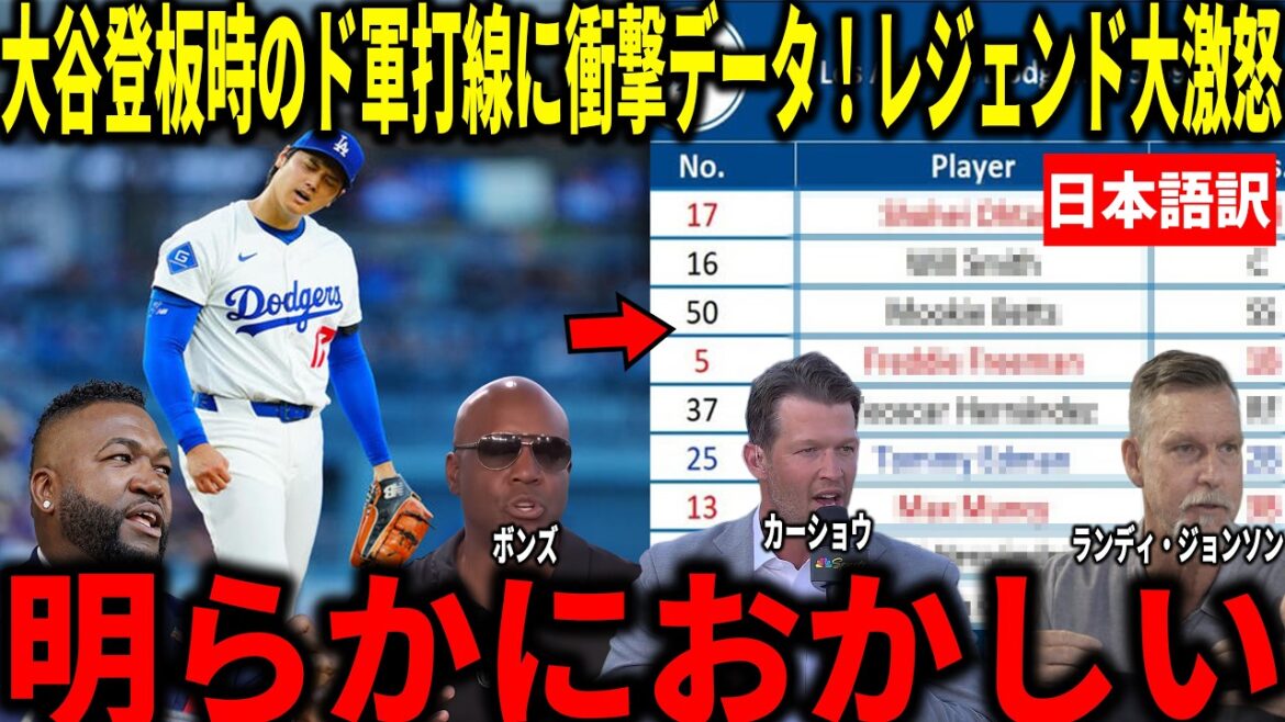 [Shohei Ohtani]Des données choquantes ont été découvertes sur l'alignement des frappeurs des Dodgers lorsque Ohtani a lancé... Kershaw, Randy Johnson et d'autres sont choqués par ces données
