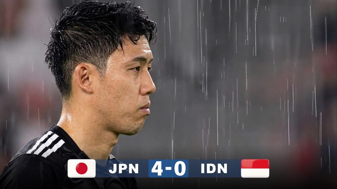 Samurai Blue, imparable même sous une forte pluie, écrase ses adversaires | Japon contre Indonésie | Qualifications Coupe du Monde 2026