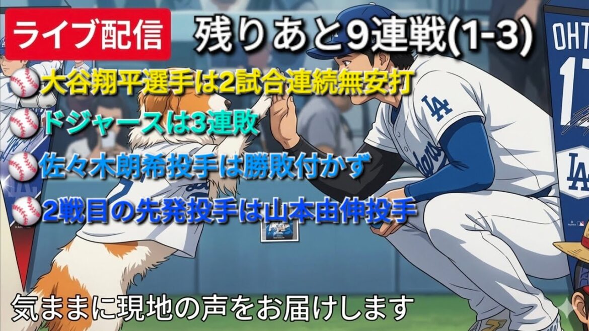 [Diffusion en direct]Shohei Ohtani n'a pas réussi de coup sûr depuis 2 matchs consécutifs ⚾️ Les Dodgers ont perdu 3 matchs de suite ⚾️ Le lanceur Roki Sasaki n'a ni victoire ni défaite ⚾️ Le lanceur partant du 2ème match est le lanceur Yoshinobu Yamamoto ⚾️ Nous transmettrons librement les voix locales ⚾️