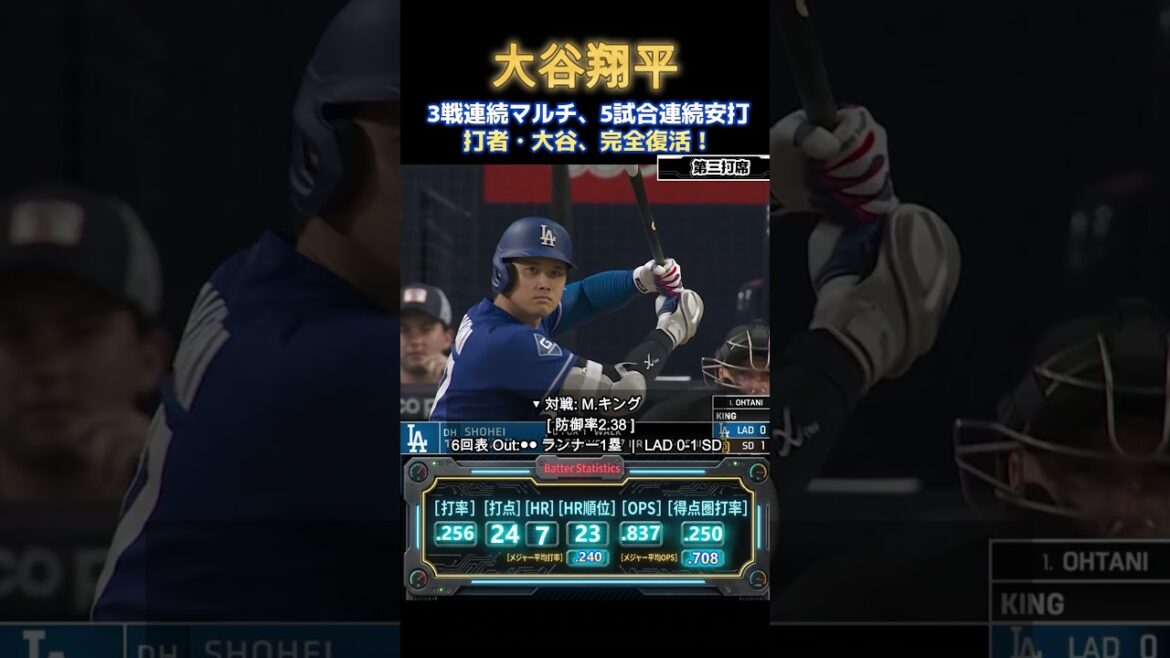 Shohei Otani frappe dans 3 matchs consécutifs et frappe dans 5 matchs consécutifs ! Le retour du frappeur se poursuit sans relâche[match contre les Padres]