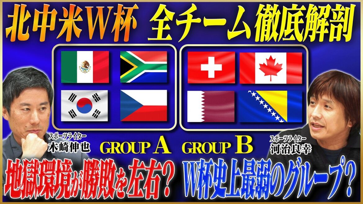 [Coupe du Monde Amérique du Nord et Centrale]Une analyse approfondie des groupes A et B ! En couvrant les points d'intérêt des 8 équipes, nous avons révélé « en fait le groupe de la mort » et le « groupe le plus facile de l'histoire » ![Keita Suzuki x Shinya Kizaki x Yoshiyuki Kawaji]