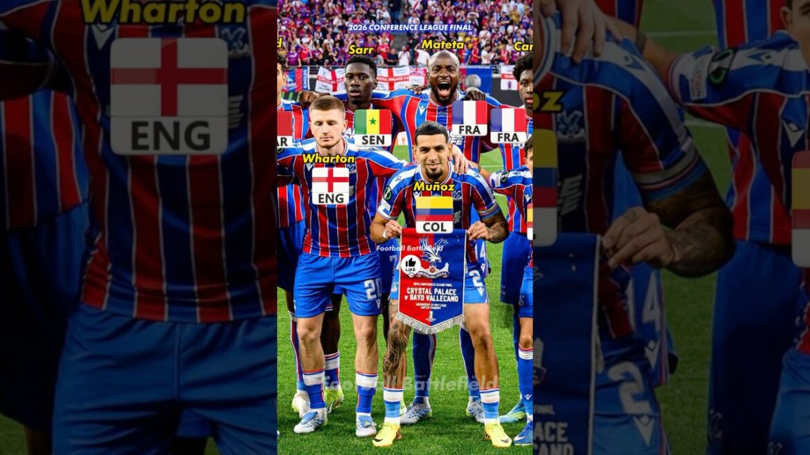 L'équipe de Crystal Palace contre Rayo Vallecano Final Conference League 2026🔥Nations❤️#footballshorts