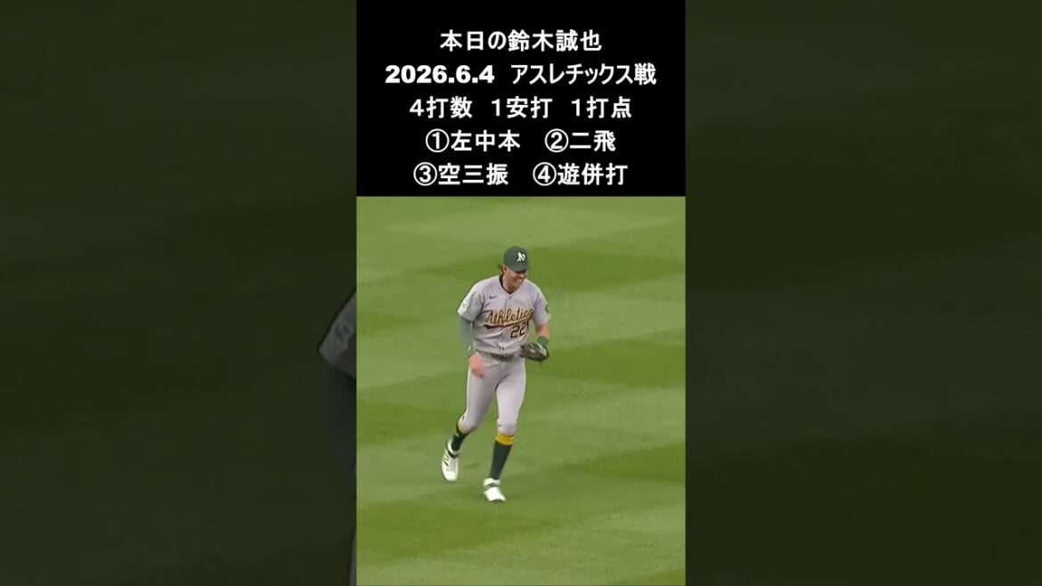 [Seiya Suzuki]2026.6.4 « Home run en solo n°8 pour la première fois en 23 matchs » contre l'Athlétisme #Seiya Suzuki #Cubs #mlb