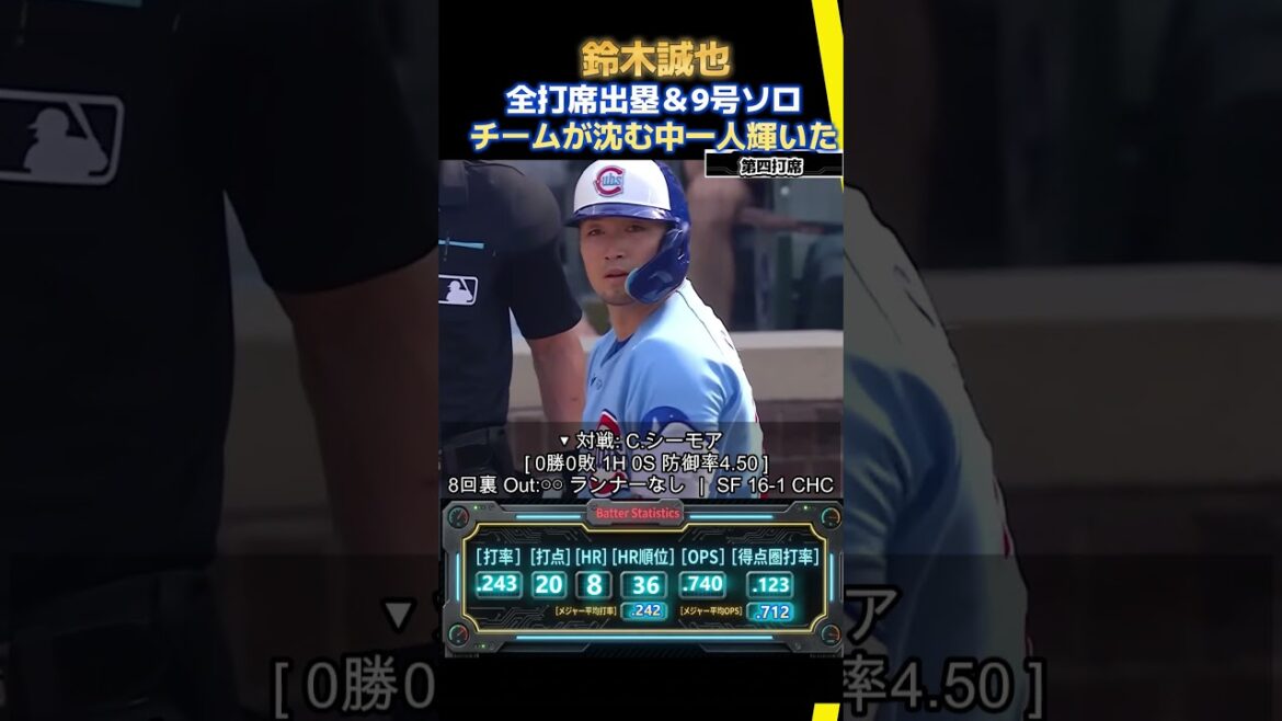 6/6 Seiya Suzuki, sur la base dans toutes les présences au bâton et le solo n°9 fait sentir sa présence ! L'équipe a montré la détermination du n°4 malgré une défaite écrasante[match contre les Giants]
