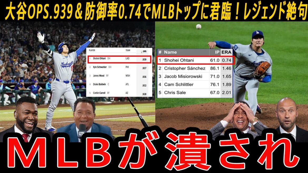 [Leader des doubles lanceurs et frappeurs]Le joueur à double arme Shohei Otani est en tête de la MLB avec OPS.939 et ERA de 0,74 ! Ortiz et Pedro sont également sans voix !