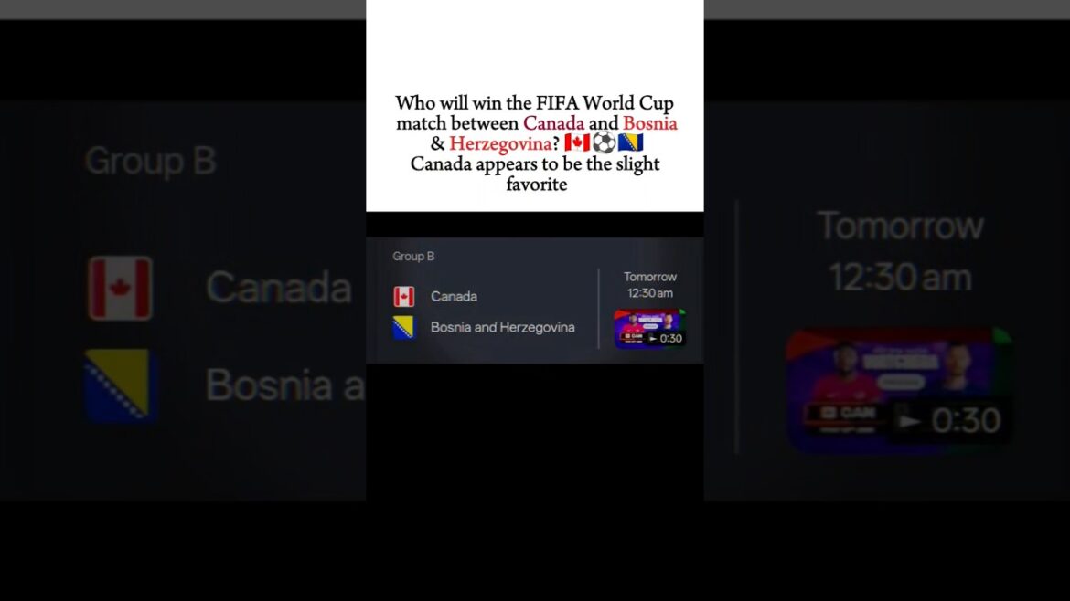Qui remportera le match de Coupe du Monde de la FIFA entre le Canada et la Bosnie-Herzégovine ? 🇨🇦⚽🇧🇦 Qui remportera le match de Coupe du Monde de la FIFA entre le Canada et la Bosnie-Herzégovine ? 🇨🇦⚽🇧🇦