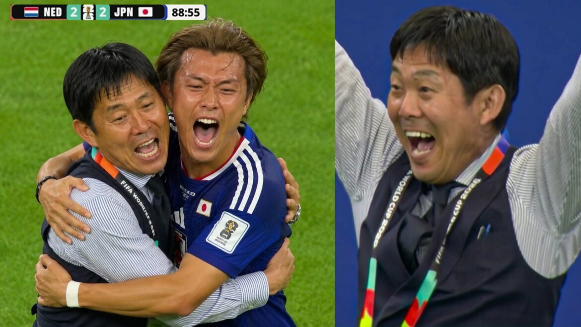 Réaction étonnante de l’entraîneur japonais lors du but de Daichi Kamada à la 89e minute, Pays-Bas contre Japon 2-2 faits saillants Réaction étonnante de l'entraîneur japonais lors du but de Daichi Kamada à la 89e minute, Pays-Bas contre Japon 2-2 faits saillants