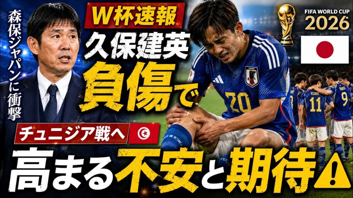 🌍🏆[Dernières nouvelles de la Coupe du Monde]La blessure de Takefusa Kubo choque Moriyasu Japon ; l'anxiété et les attentes augmentent pour le match contre la Tunisie ⚠️🇯🇵✨
