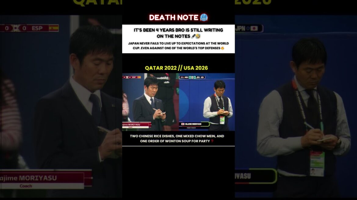 Cela fait 4 ans et l’entraîneur japonais écrit toujours dans le Death Note 😭⚽ Cela fait 4 ans et l'entraîneur japonais écrit toujours dans le Death Note 😭⚽