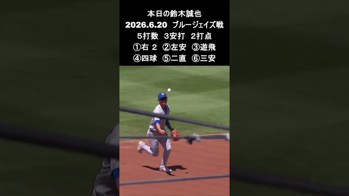 [Seiya Suzuki]2026.6.20 "N°4 DH 3 coups sûrs, 2 points produits" contre les Blue Jays #Seiya Suzuki #Cubs #mlb