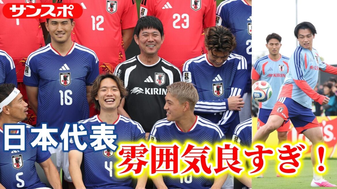 [Football]L'équipe nationale du Japon commence le match contre la Suède, photo commémorative souriante... L'entraînement du GK et les passes de balle sont libérés