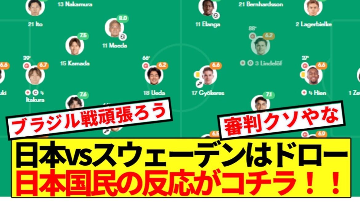 [Dernières nouvelles]Le Japon contre la Suède est un match nul ! ! Voici la réaction du peuple japonais ! !