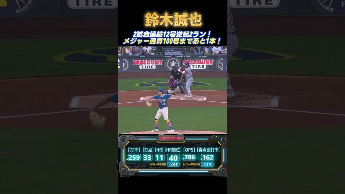 [6/28]Seiya Suzuki, renversement n°12 pour 2 jeux consécutifs et 2 runs ! 99e total de la Major League, il reste un coup pour devenir le 4e joueur japonais à atteindre 100[match des Brewers]