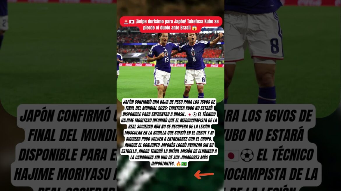 🚨🇯🇵 Coup très dur pour le Japon ! Takefusa Kubo rate le duel contre le Brésil 😱