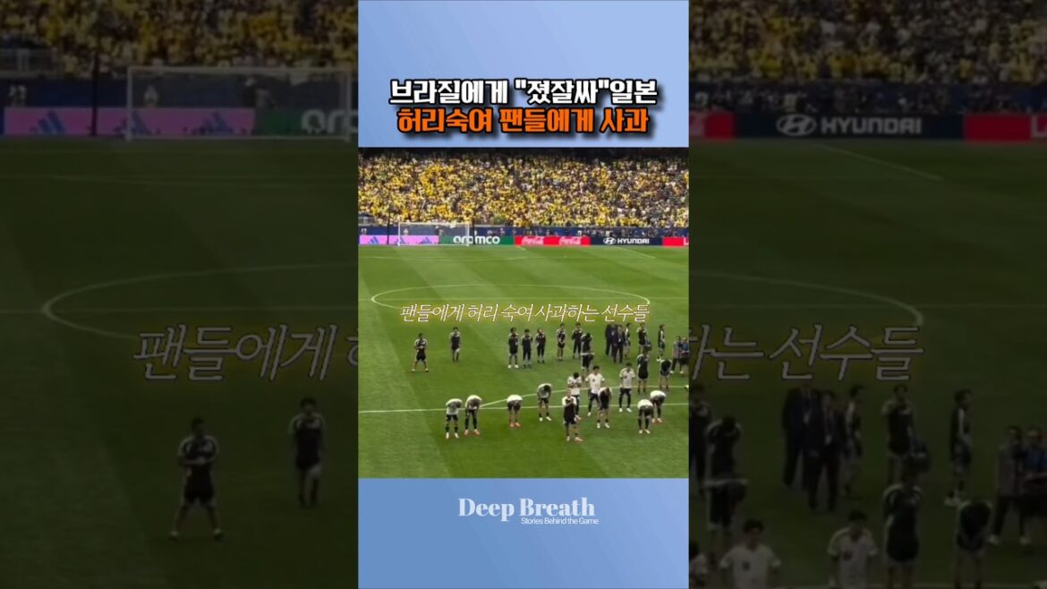 L'entraîneur et les joueurs du Japon baissent la tête après la défaite contre le Brésil