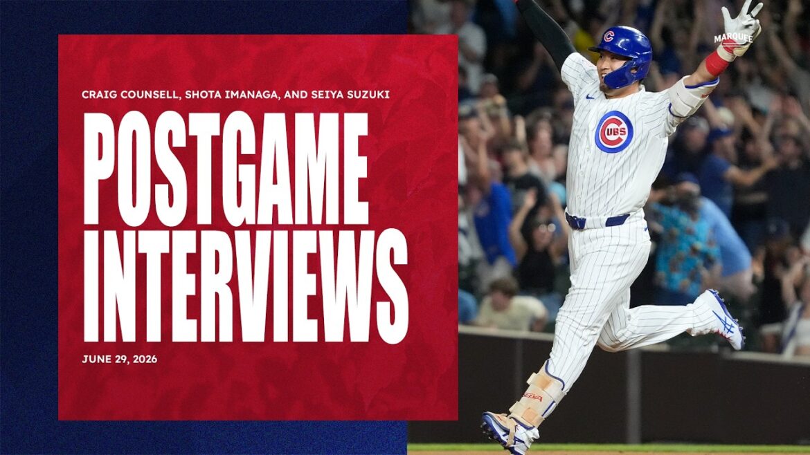 INTERVIEWS D'APRÈS LE JEU : Imanaga, Suzuki et Counsell | Son des vestiaires des Cubs (29/06/2026)