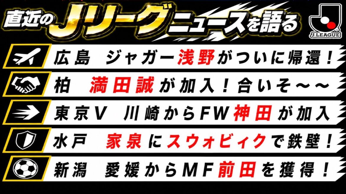 Takuma Asano revient à Hiroshima ! Kashiwa annonce l'acquisition de Makoto Mitsuda, Tokyo V acquiert Kanda pour une durée limitée