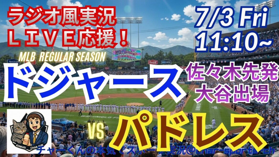 [Otani participe, Sasaki commence ! Visualisation simultanée du support en direct]Support en direct en direct des MLB Dodgers VS Padres dans un style radio ! #Shohei Ohtani #Dodgers #MLBLIVE #MLB Live #Baseball #mlb #Otani Home Run