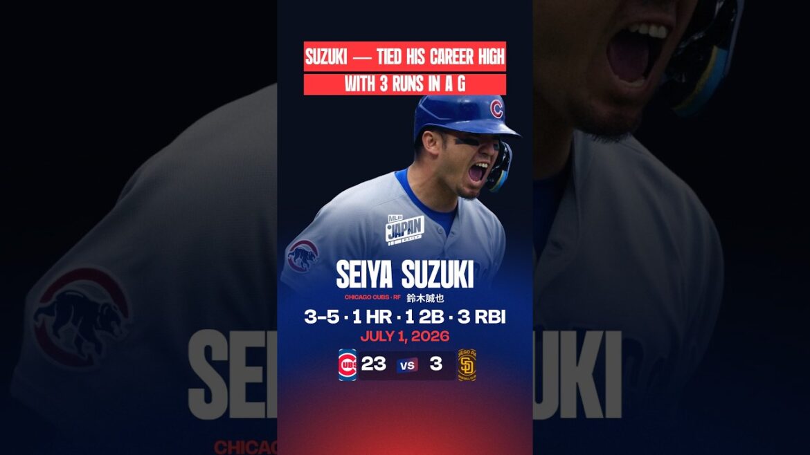 Seiya Suzuki 3 coups sûrs en 5 aux chauves-souris, double, circuit, 3 points produits, 3 points marqués, 1 but sur balles, 1 retrait au bâton | 1 juillet 2026 | Faits saillants de la MLB Seiya Suzuki 3 coups sûrs en 5 aux chauves-souris, double, circuit, 3 points produits, 3 points marqués, 1 but sur balles, 1 retrait au bâton | 1 juillet 2026 | Faits saillants de la MLB