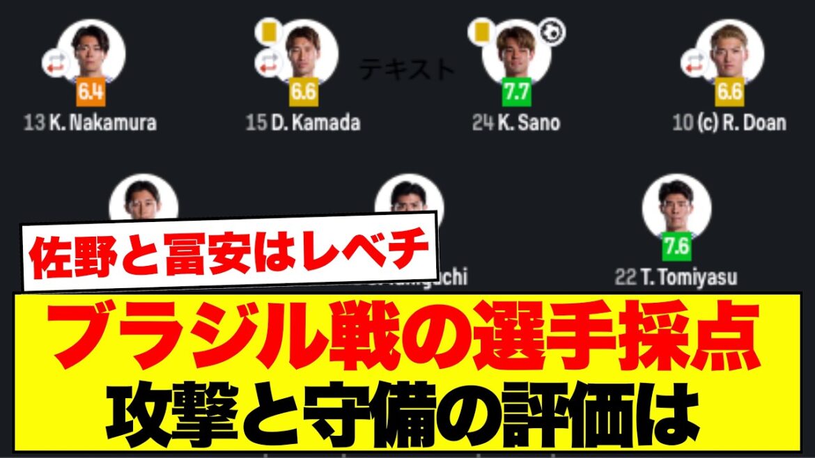 [Équipe nationale du Japon]Le but d'un joueur pour le match contre le Brésil est devenu un sujet brûlant ! Sano et Tomiyasu sont très bien notés mais critiques quant au plan de remplacement[Coupe du Monde]