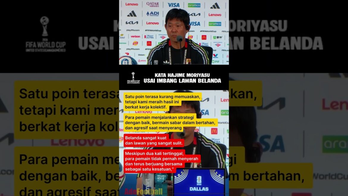 Moriyasu : Les Pays-Bas sont un adversaire très fort et très difficile Moriyasu : Les Pays-Bas sont un adversaire très fort et très difficile