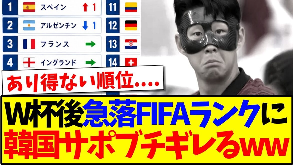 [Réaction de la Corée]Voici la réaction des supporters coréens, mécontents du classement FIFA en chute libre après la Coupe du Monde.
